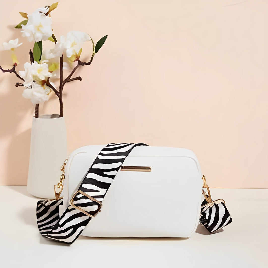 Chic Companion - Trendy Crossbody Bag with Zebra Strap