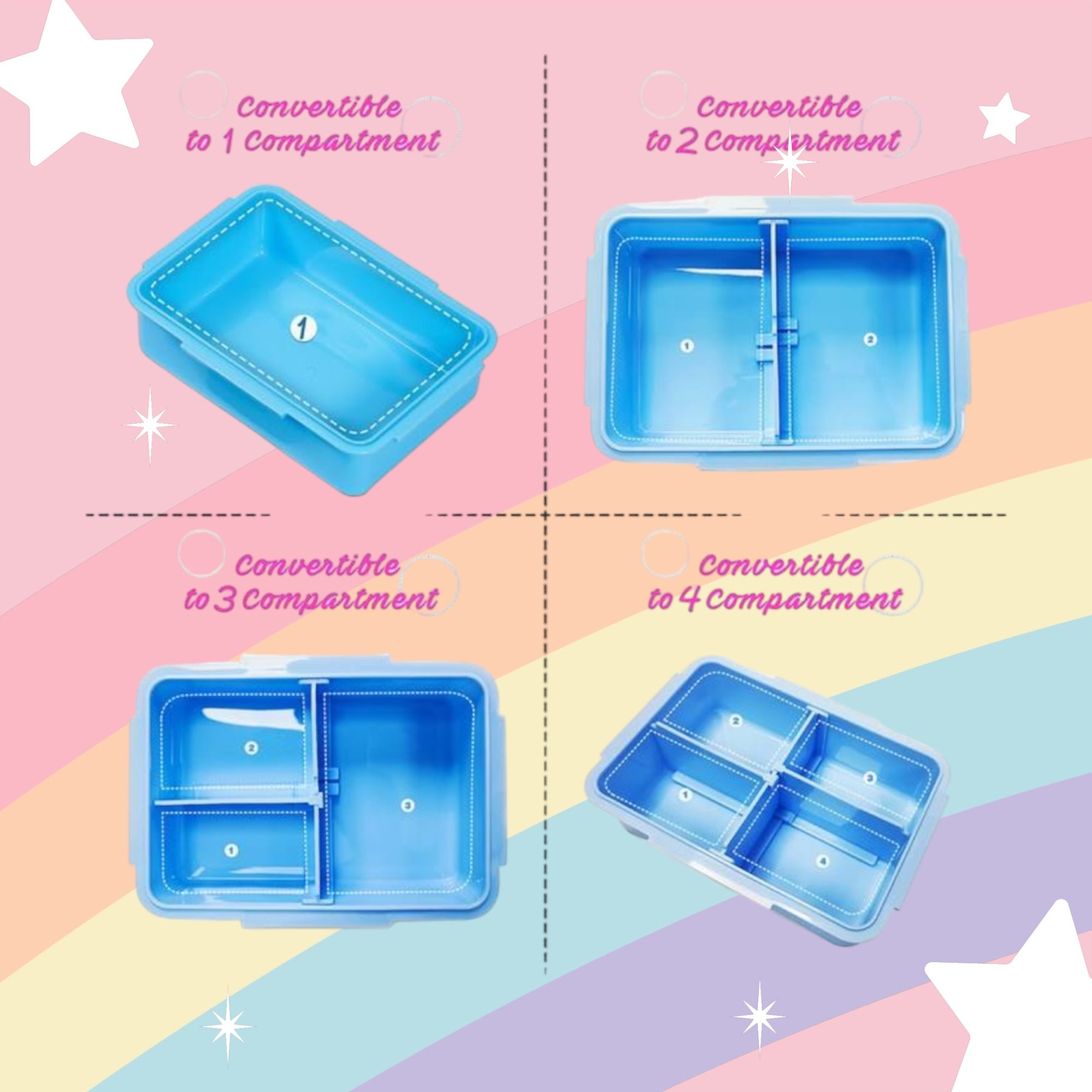 Eazy Kids Unicorn Bento Lunch Box Compartments
