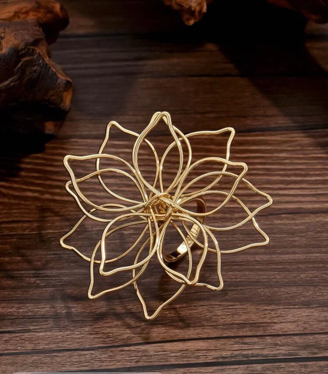 Gold Statement Floral Ring