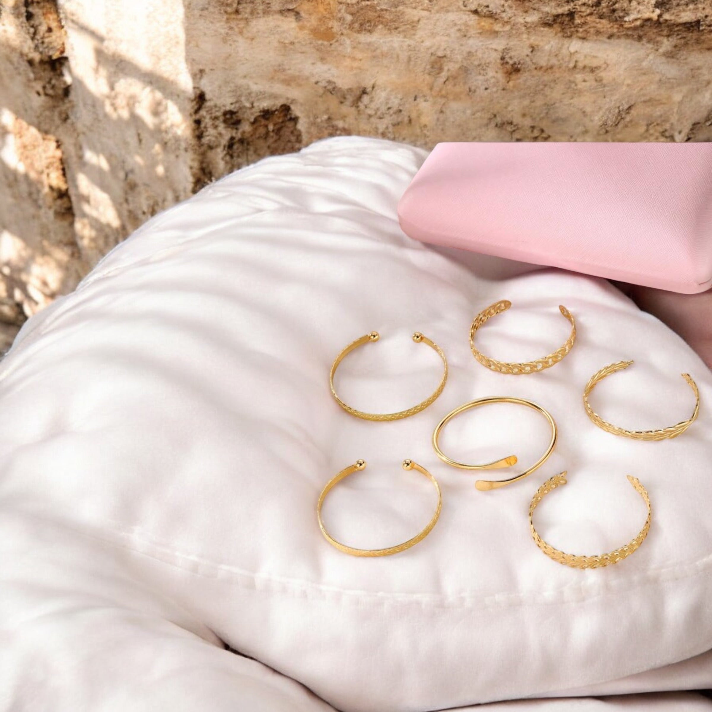 Gold Whimsy Trendy Set of Hand Jewelry