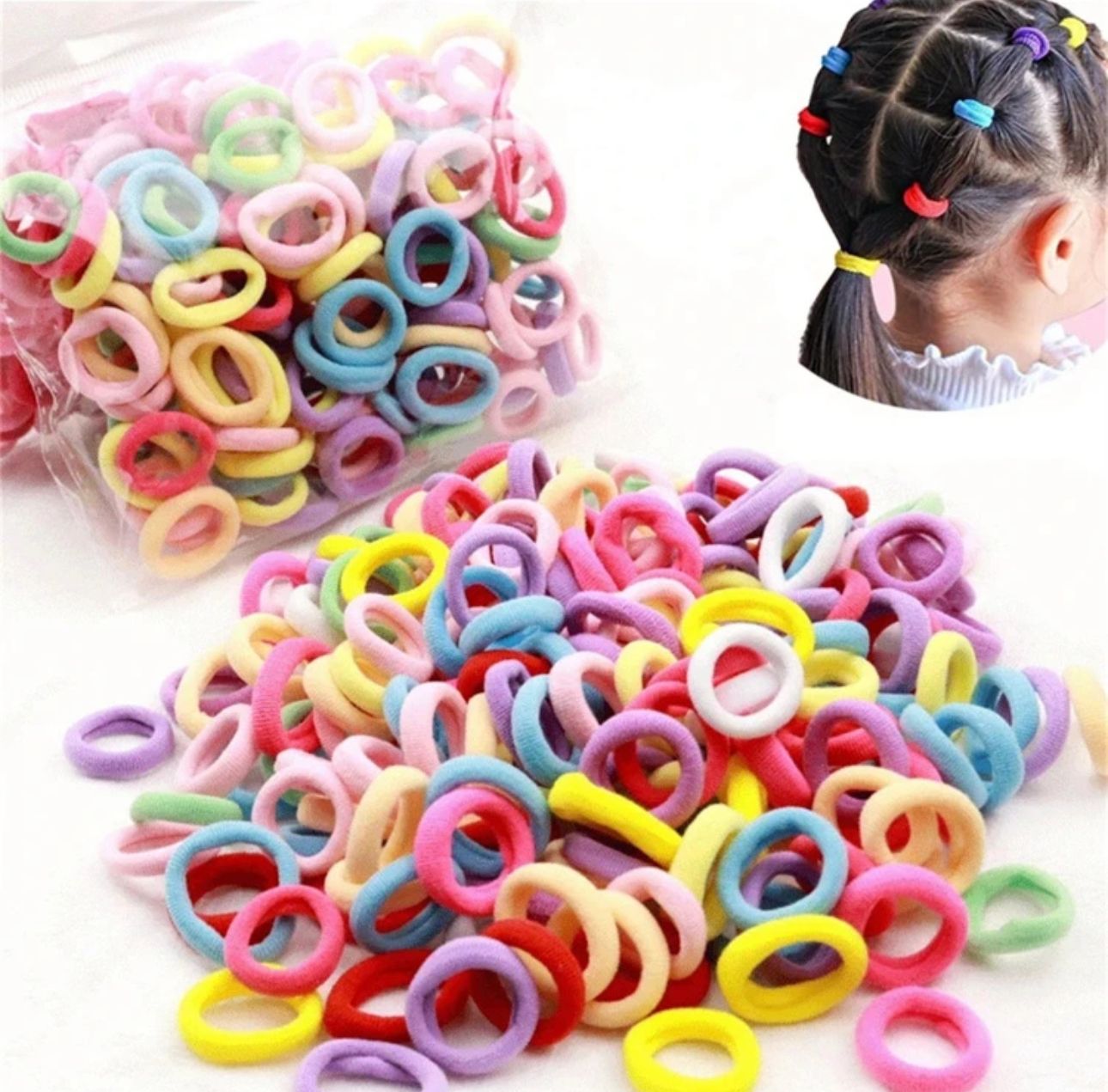 Hair Elastic Bands Bundle - 100 Pieces