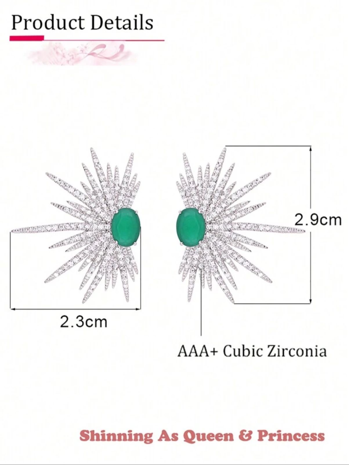 Emerald Marquise Zirconia Stud Earrings