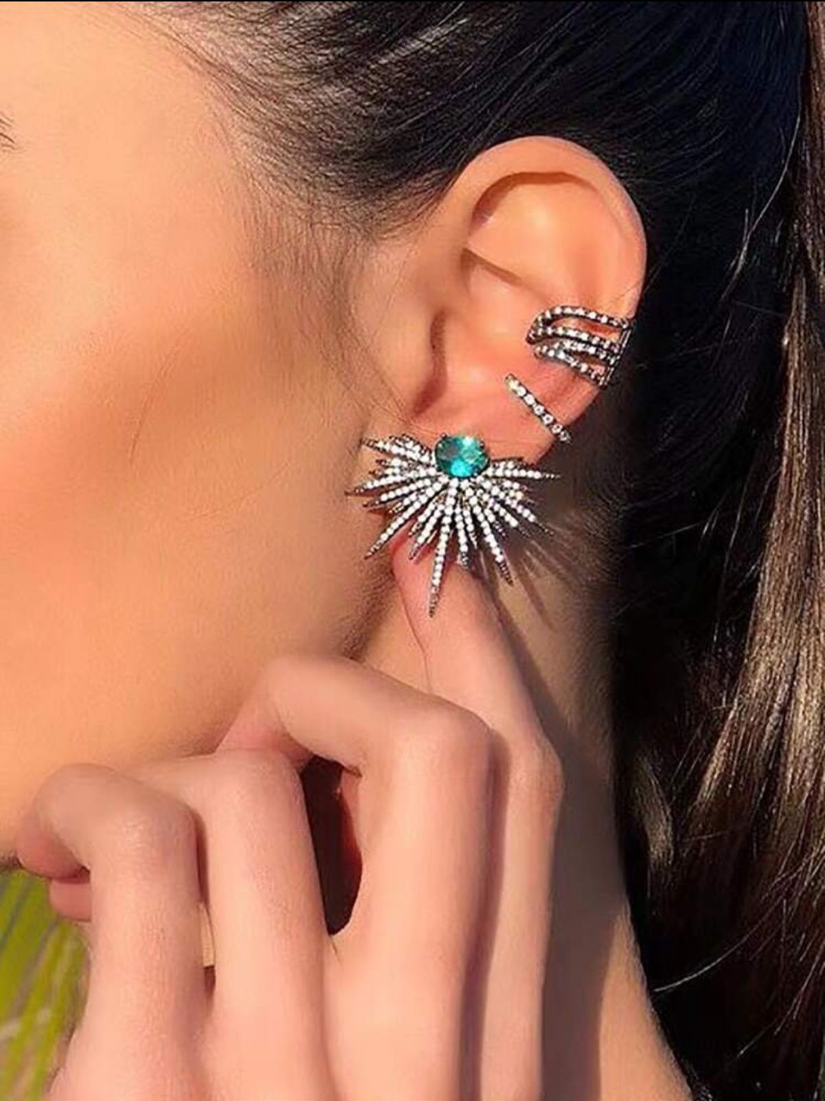Emerald Marquise Zirconia Stud Earrings