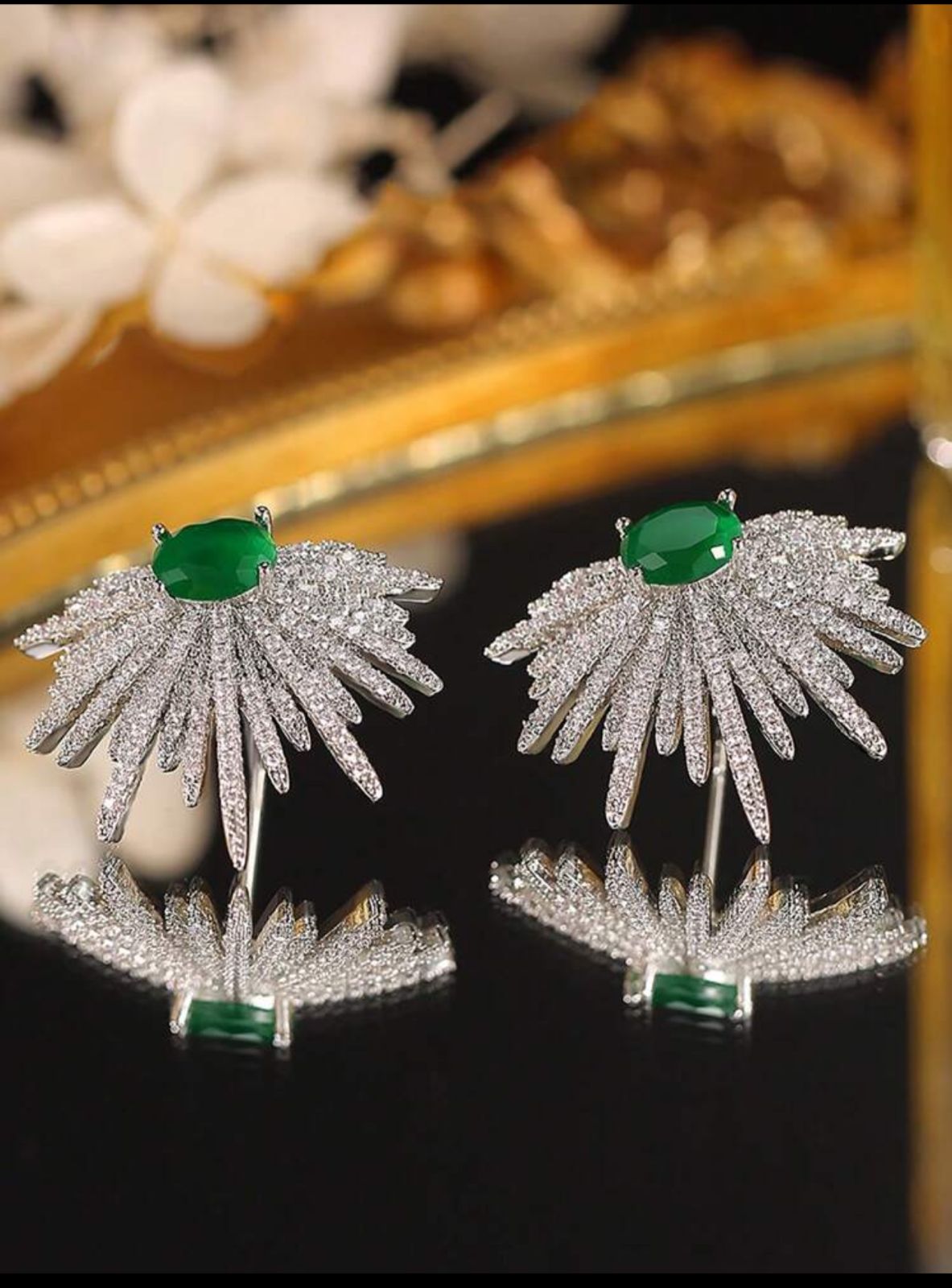 Emerald Marquise Zirconia Stud Earrings