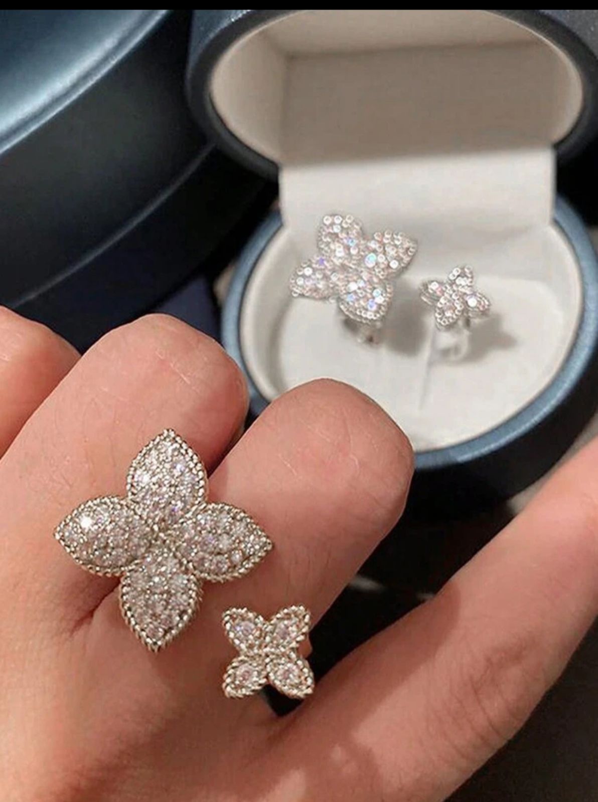 Floral Silver Breeze Open Ring