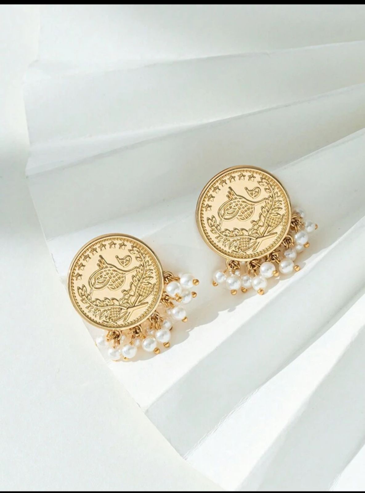 Turkish Coin & Pearl Chic Earrings