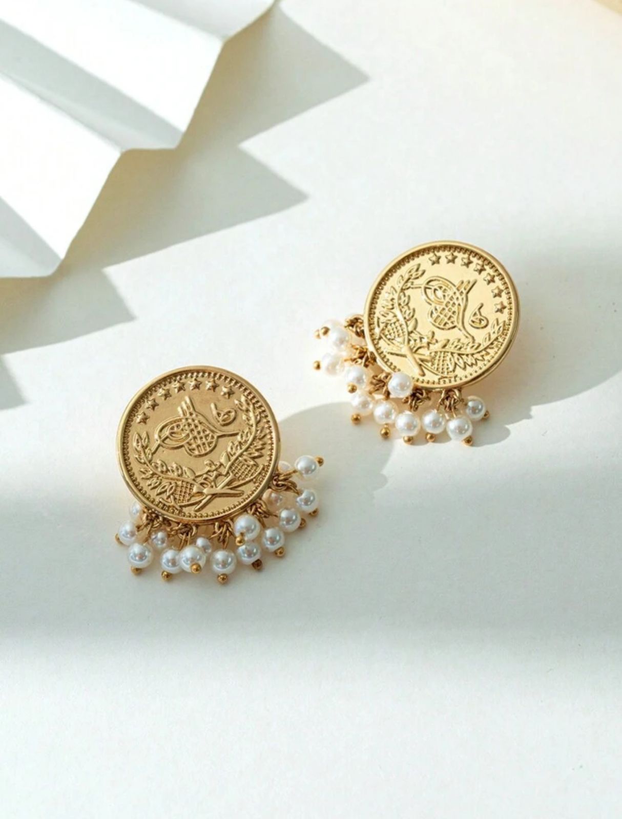 Turkish Coin & Pearl Chic Earrings