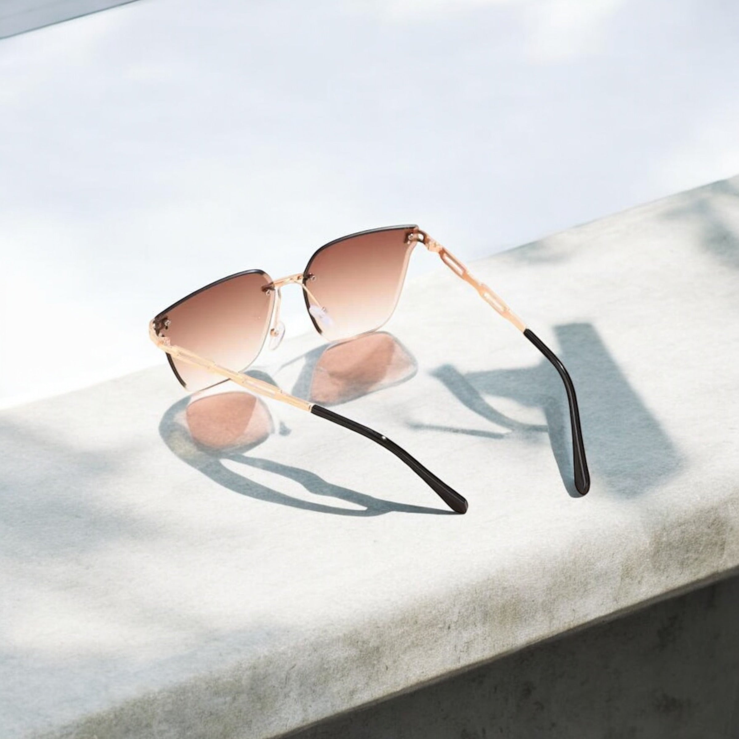 Sassy Stare - Rimless Square Sunglasses