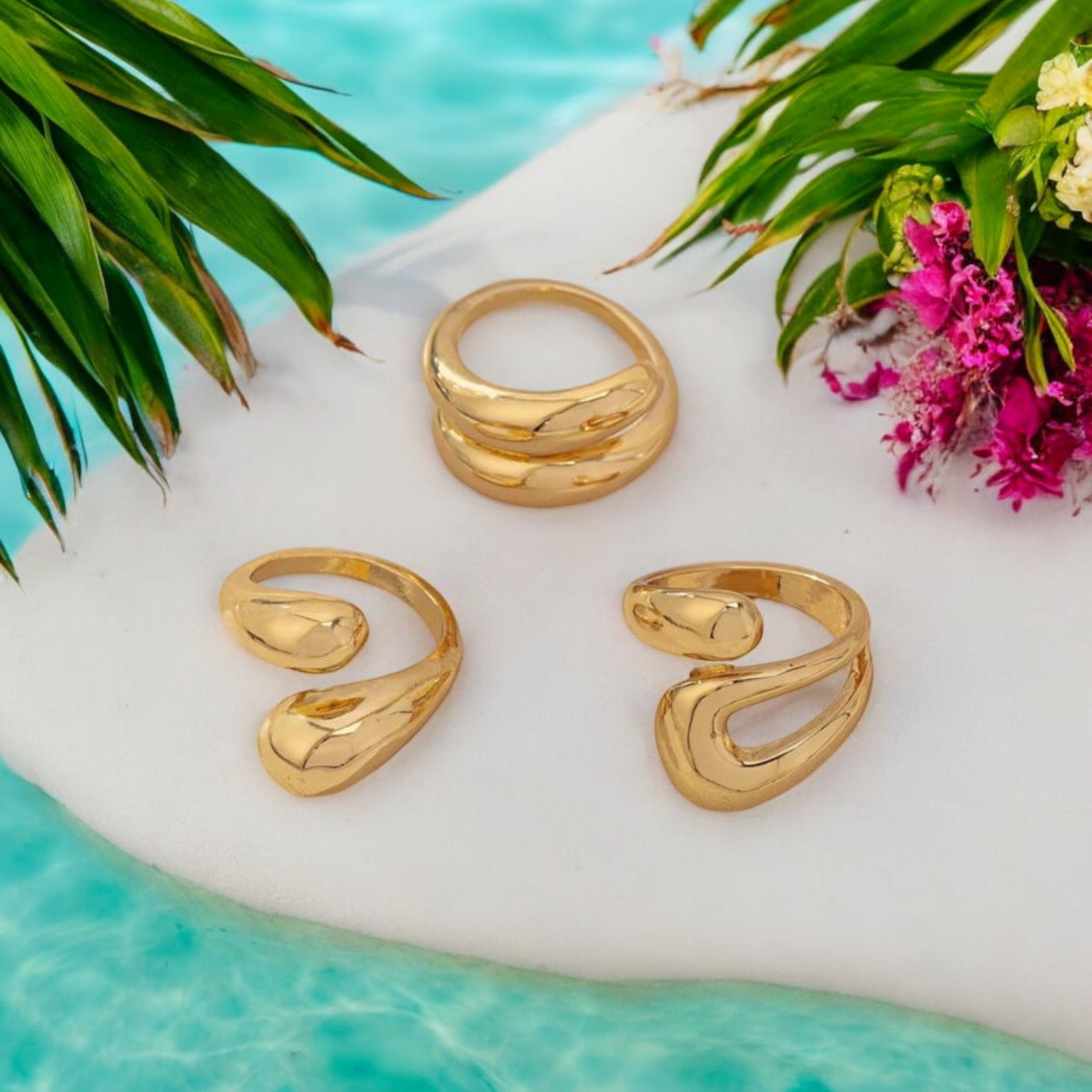 Gold Trio - 3 pcs rings set