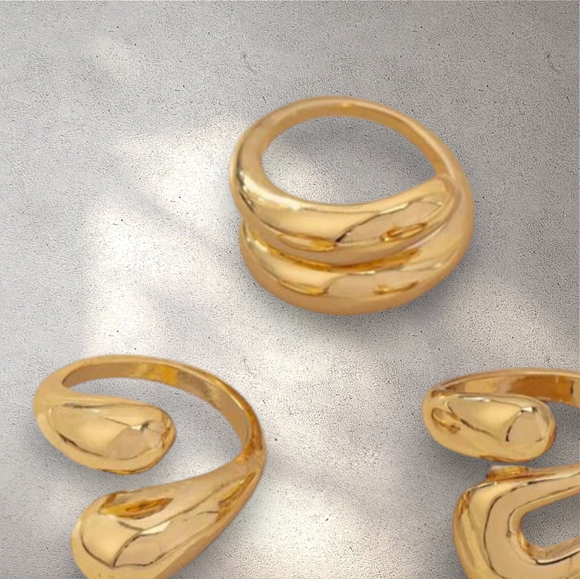 Gold Trio - 3 pcs rings set