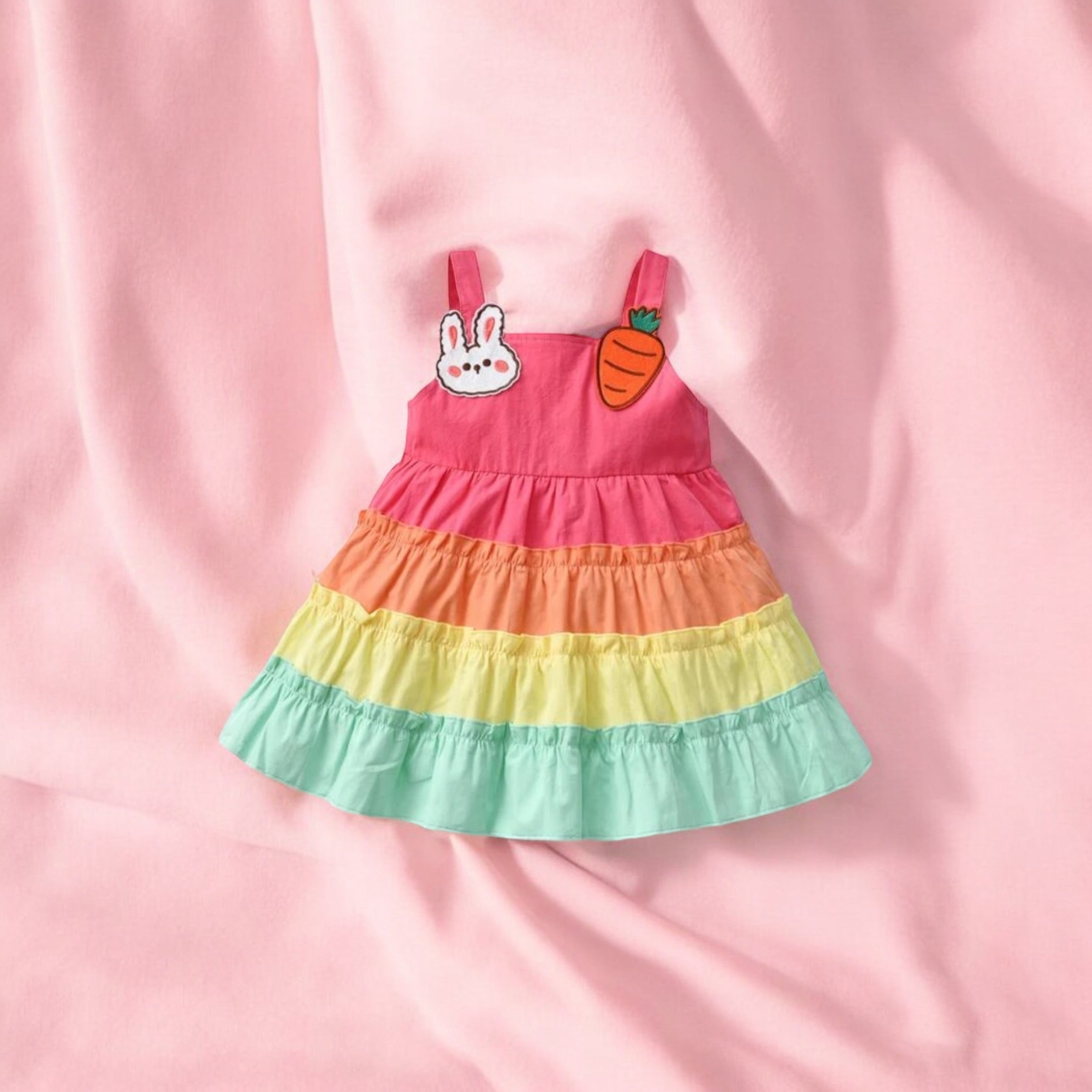 Baby Girl Colorblock Bunny Dress Multi Color (6-9m) (9-12m)