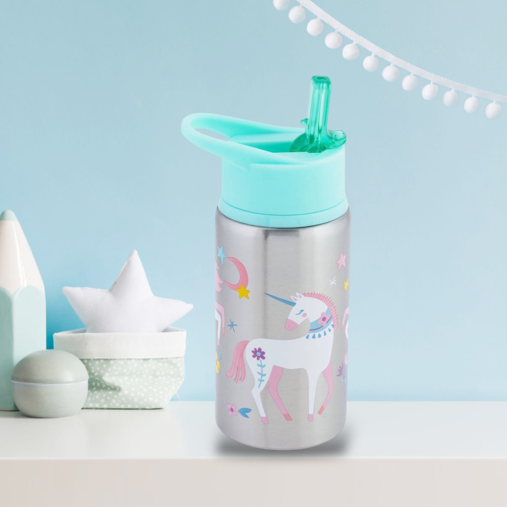 Stephen Joseph BPA Free Flip Top Unicorn Water Bottle
