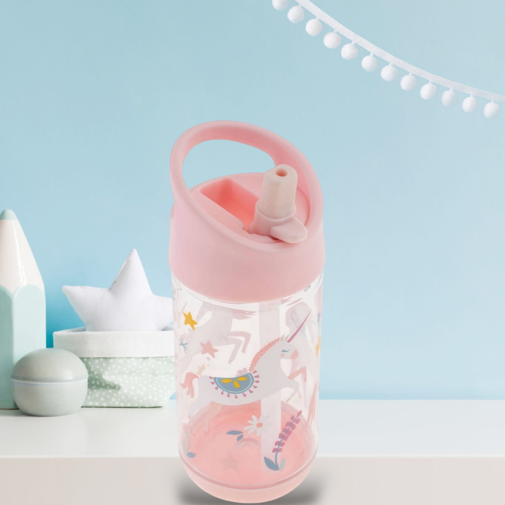 Bonjour Unicorn Mini Water Bottle with Straw & Mist Function