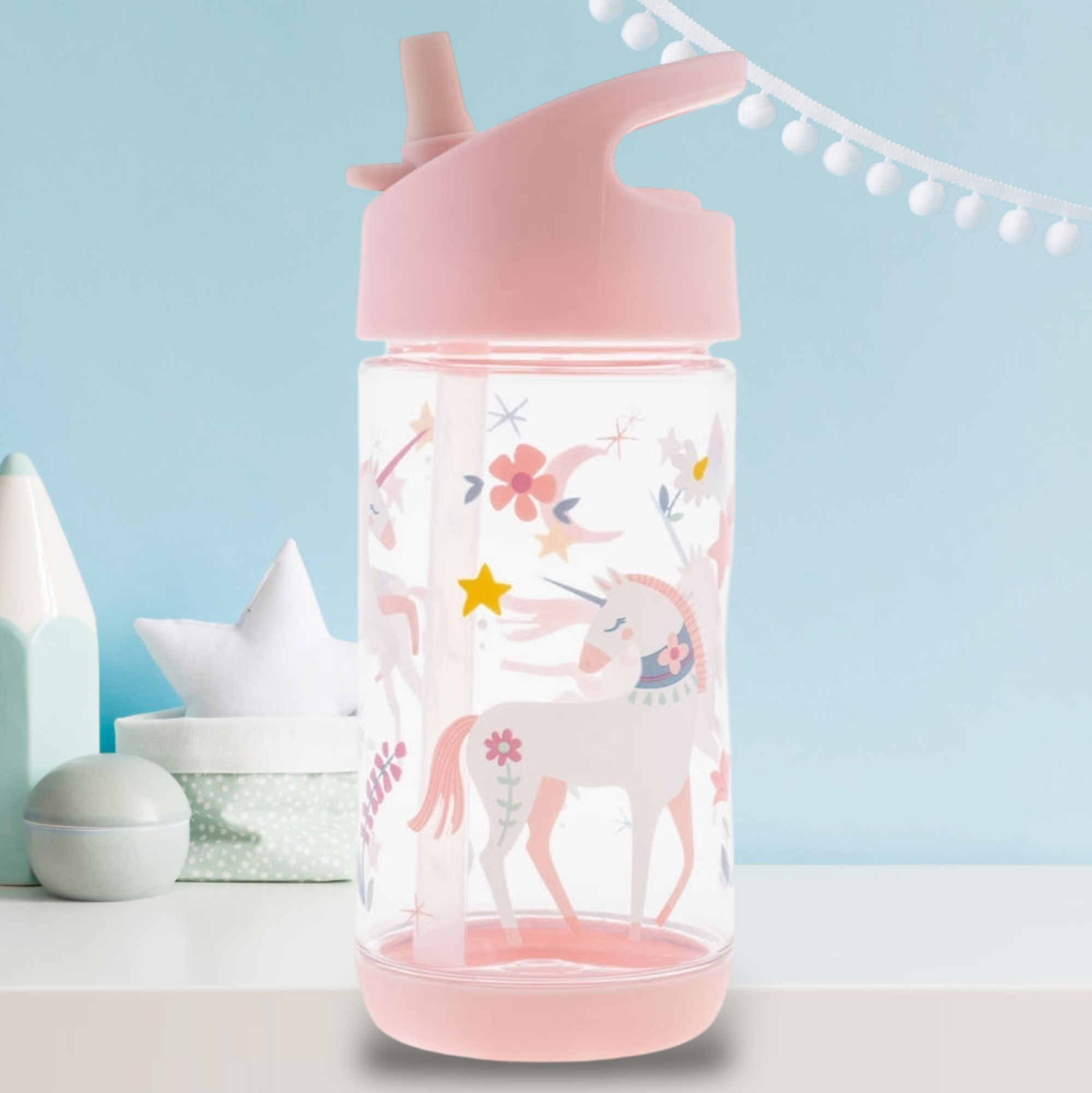 Bonjour Unicorn Mini Water Bottle with Straw & Mist Function