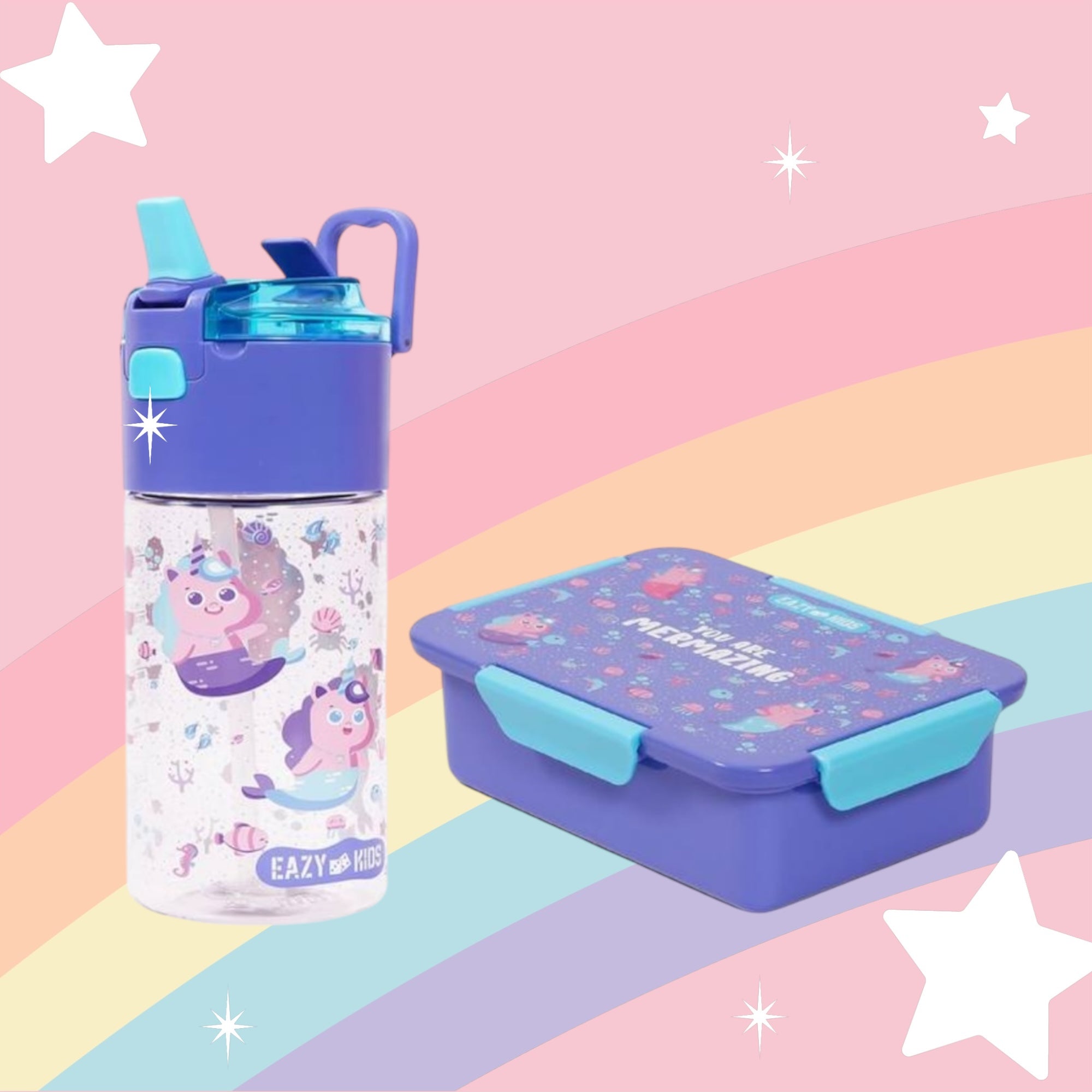 Eazy Kids Lunch Box & Water Bottle Mermaid