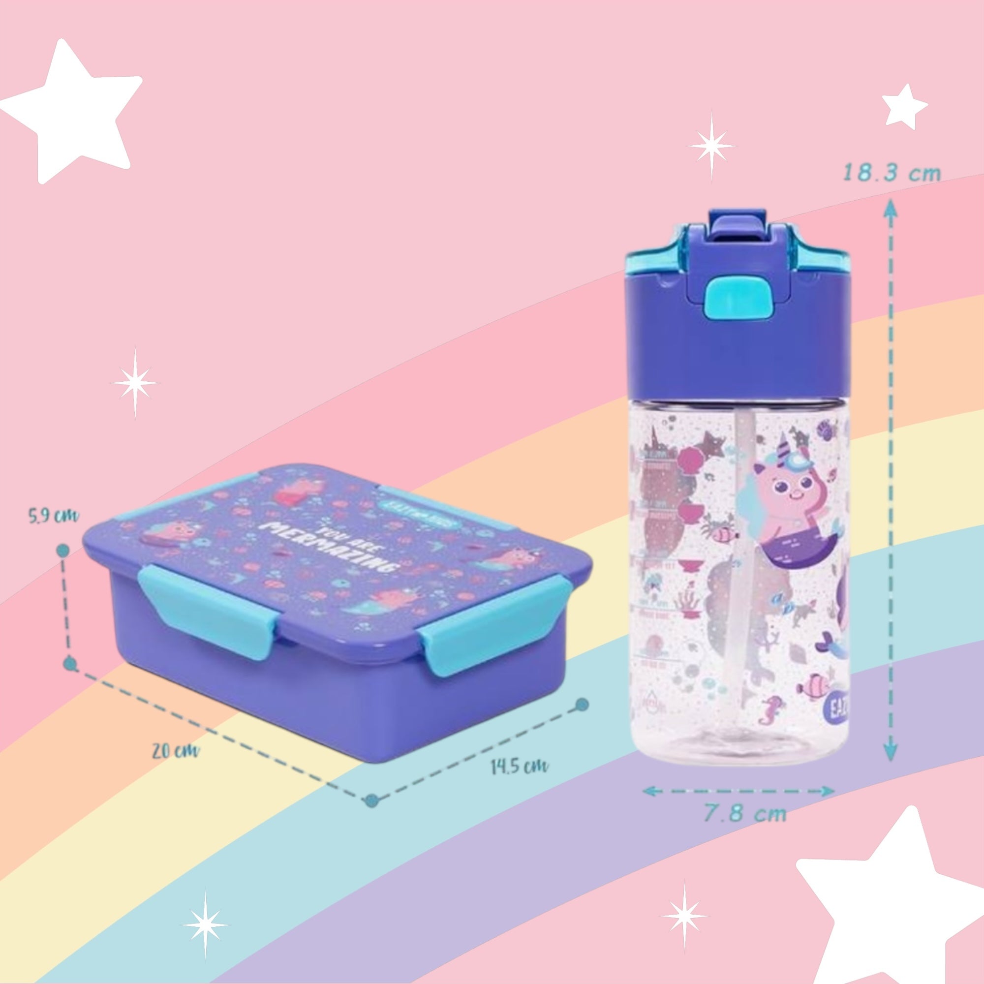 Eazy Kids Lunch Box & Water Bottle Mermaid