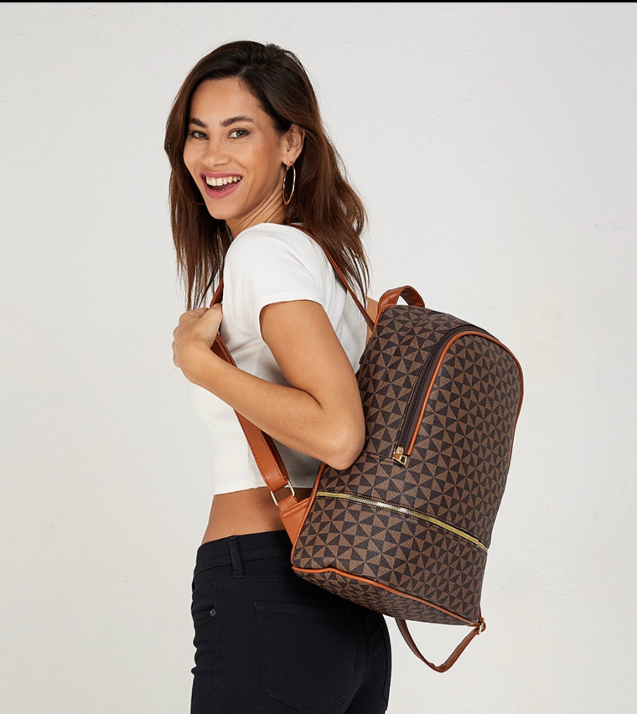 Tyra Printed Zippered Backpack