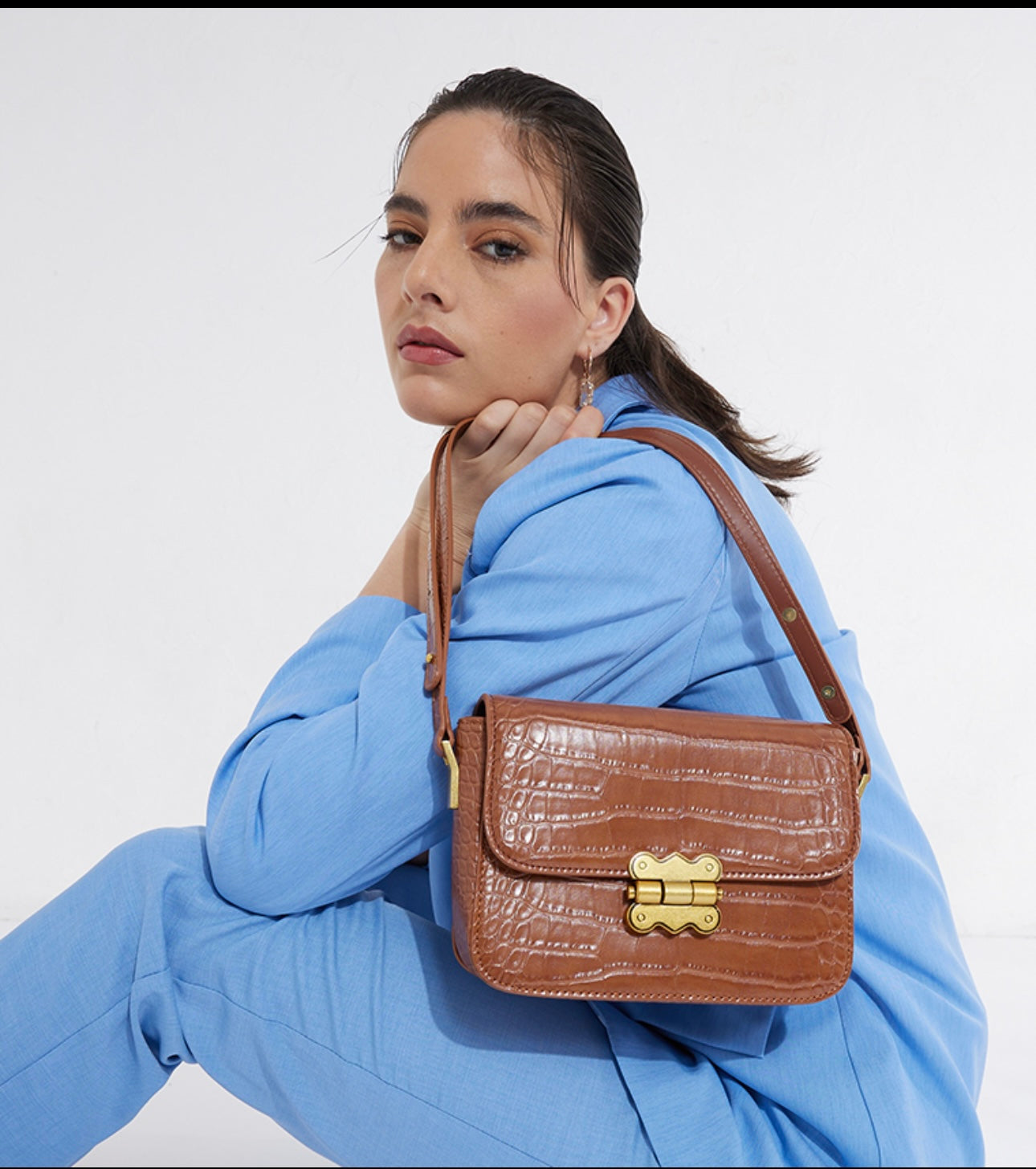 Tyra Croc Textured Crossbody Bag