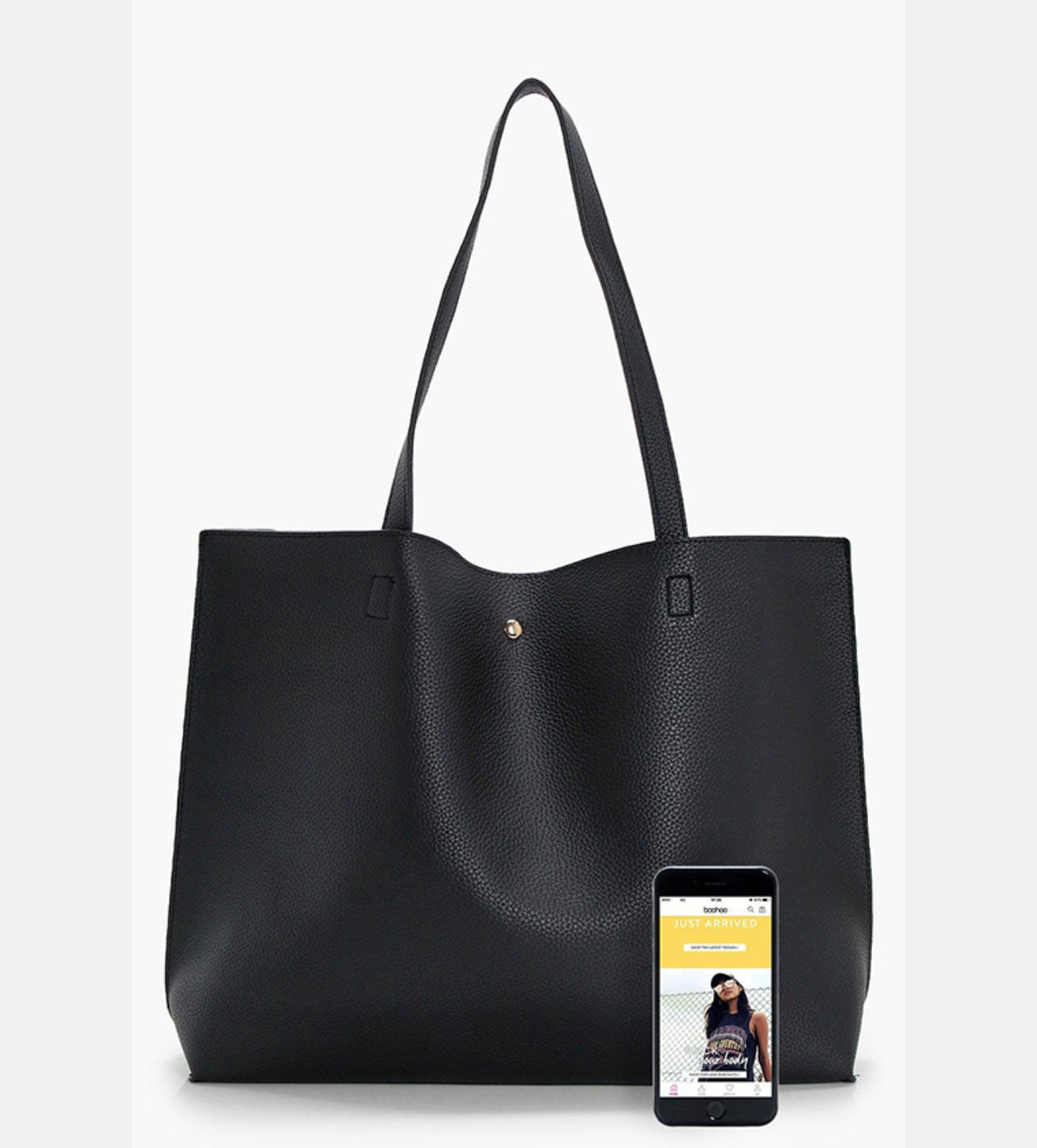 Boohoo Large Popper Tote Bag