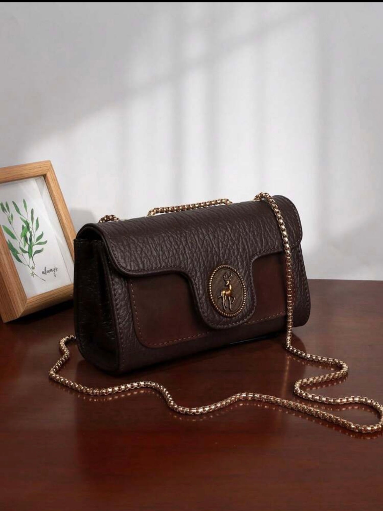 Brunette Beauty Shoulder Bag with Chain