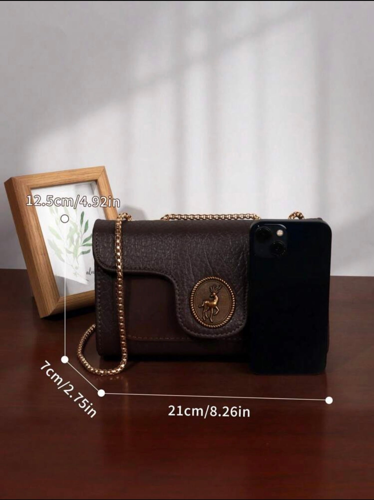 Brunette Beauty Shoulder Bag with Chain