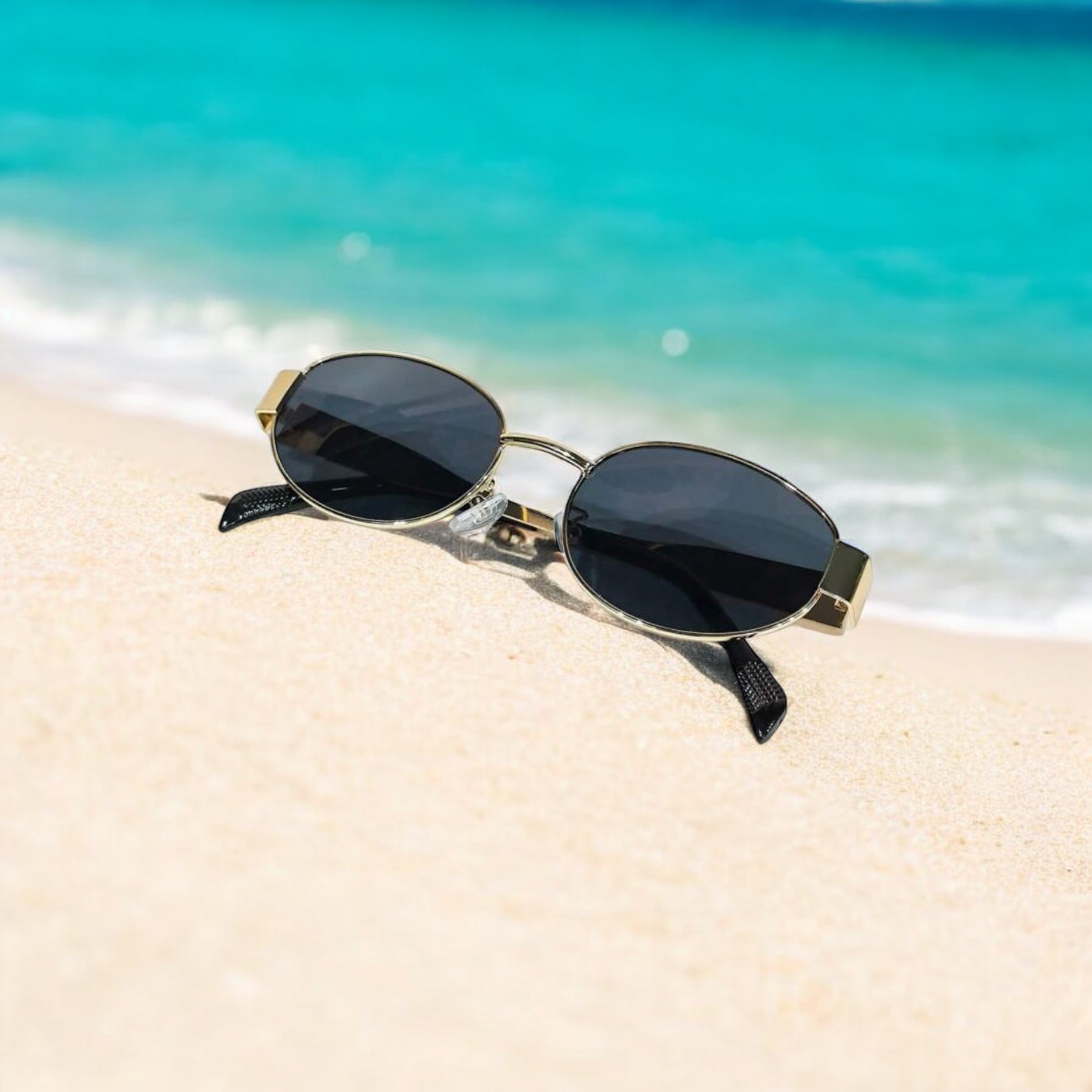 Vintage Oval Sunglasses with Metal Frame