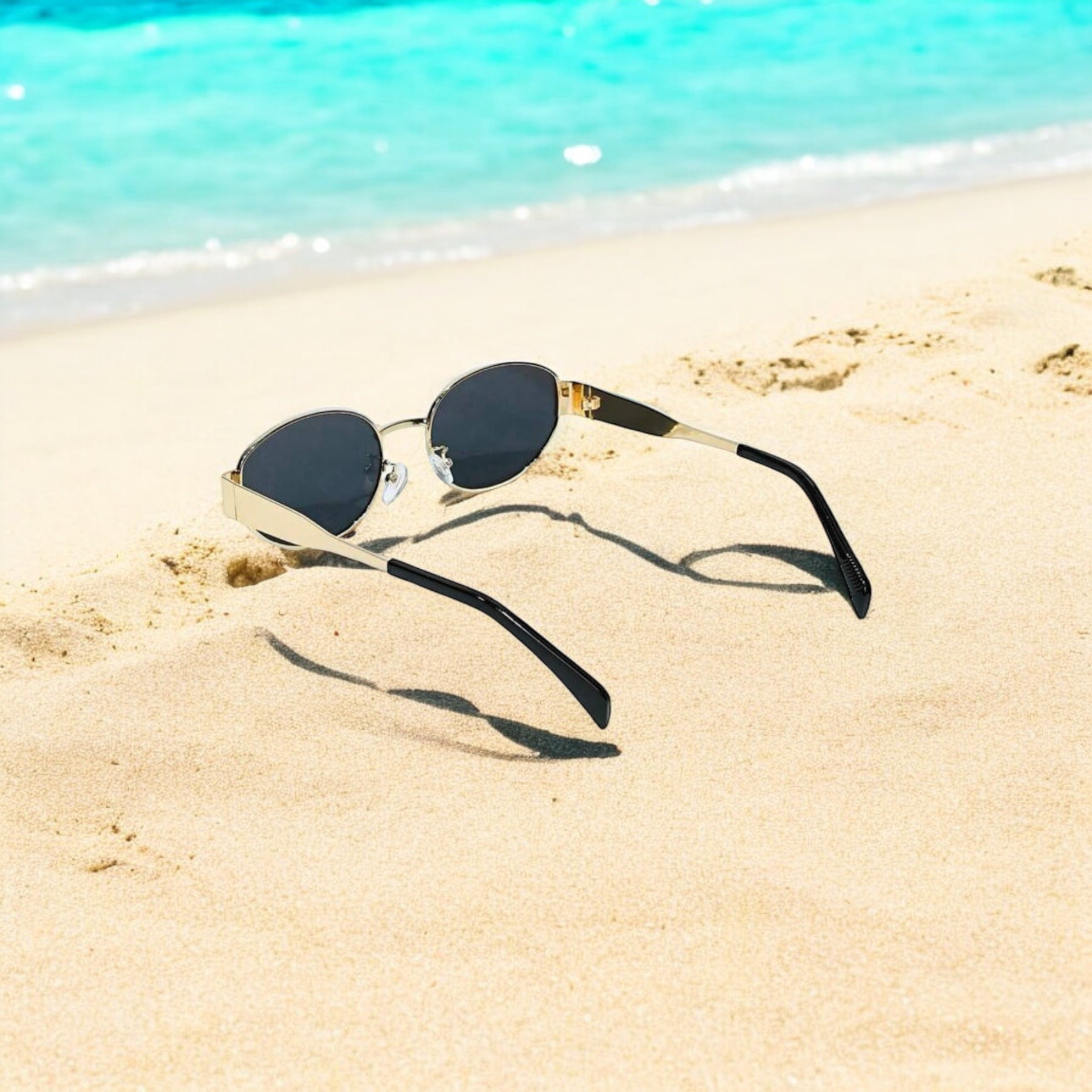 Vintage Oval Sunglasses with a Metal Frame